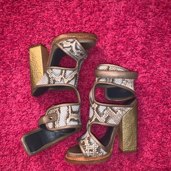 Monika Chiang Shoes - MONIKA CHIANG Faiza Shoe Women's EU 36 US 5.5 Python Cuff Block Heels